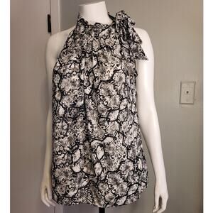 NWT Express Snake Print Scarf Neck Blouse Large Office Siren Corporate Chic